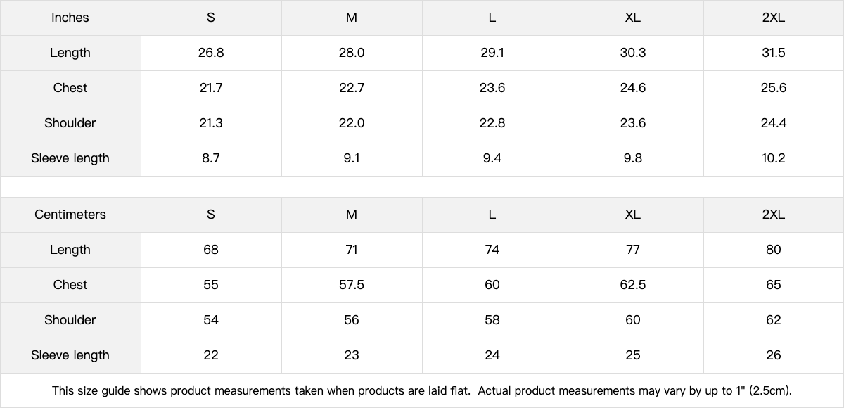 Certified Boxy Tee – Size Chart | Ink Drop Tees