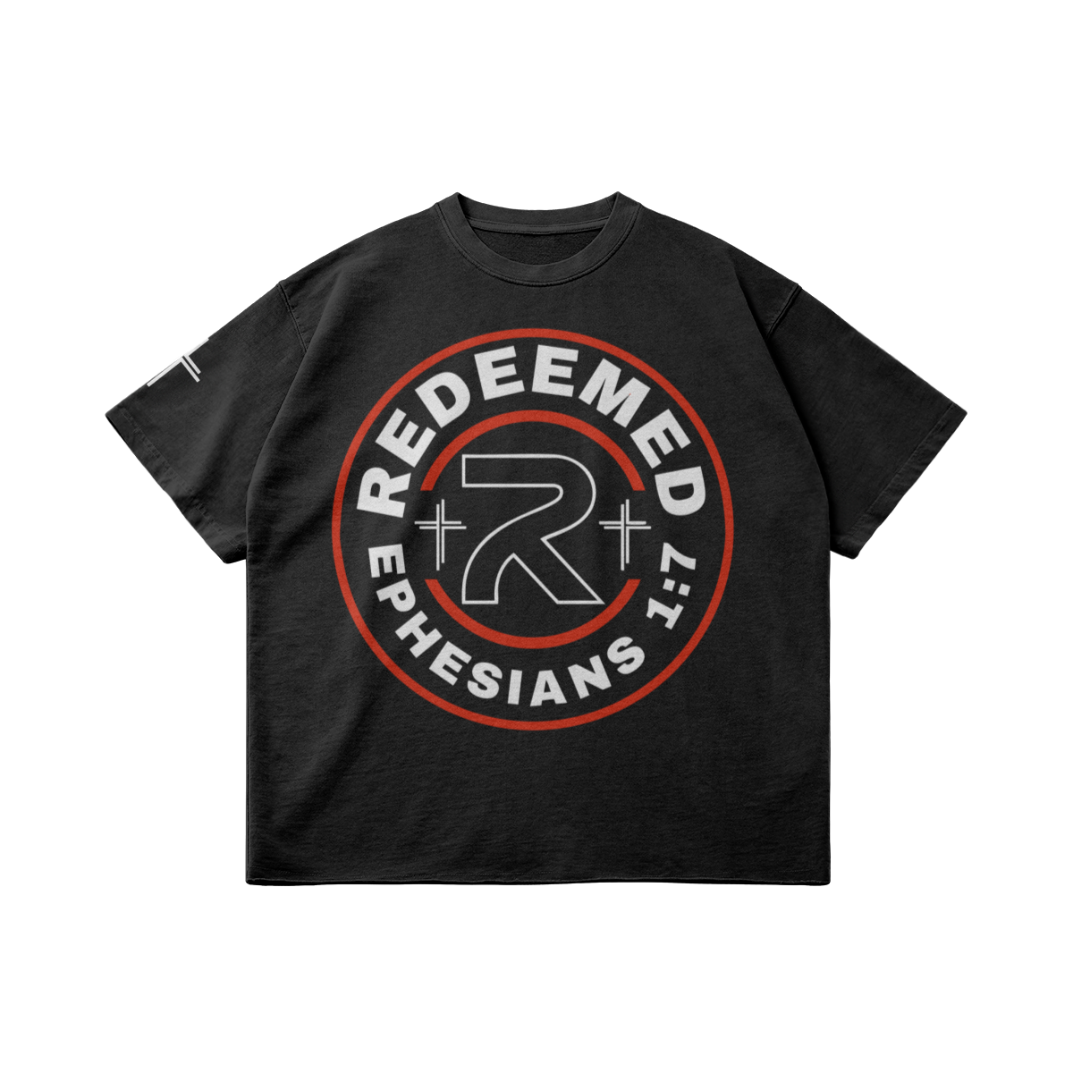 Redeemed Vintage Oversized v2 – Front View | Ink Drop Tees
