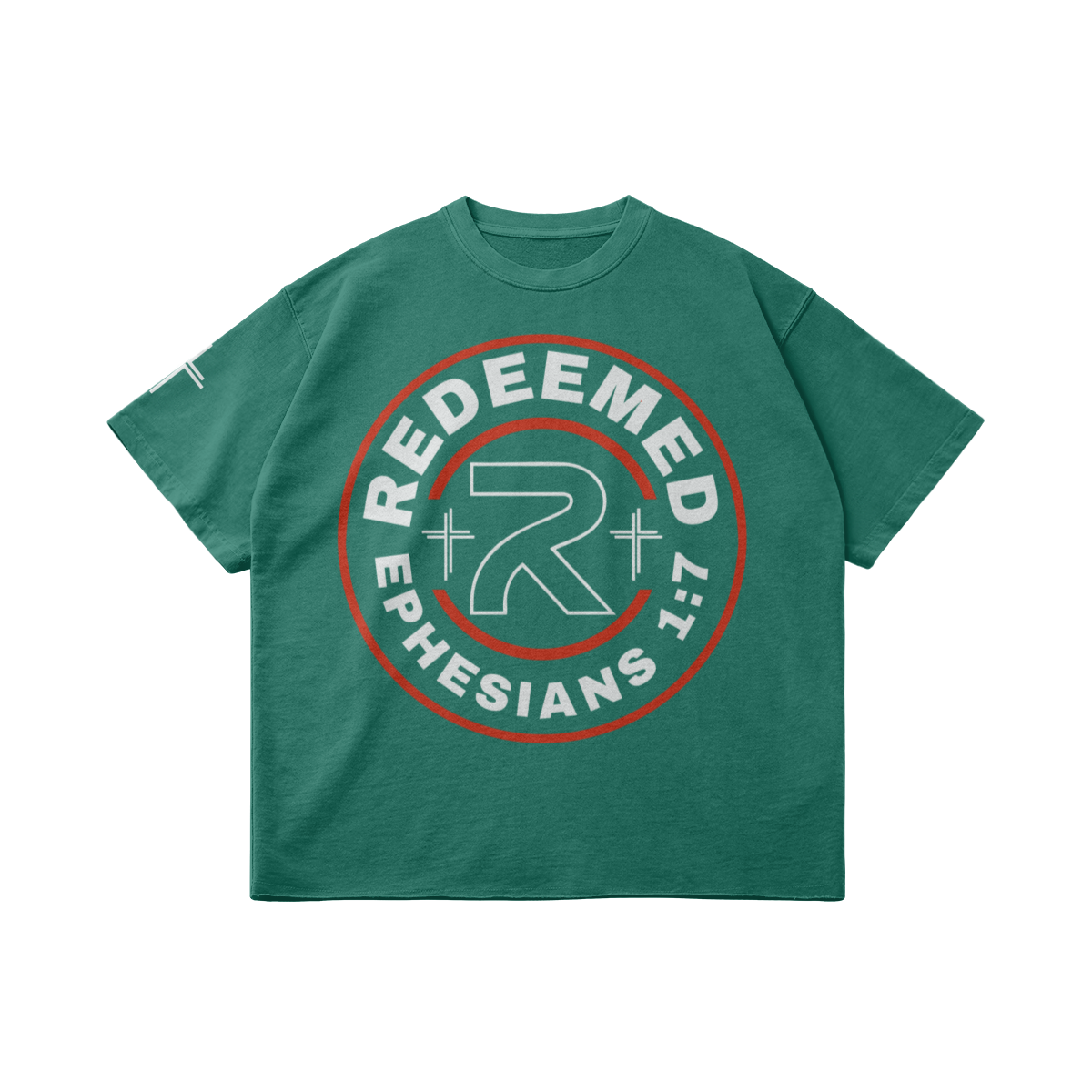 Redeemed Vintage Oversized v2 – Front View | Ink Drop Tees