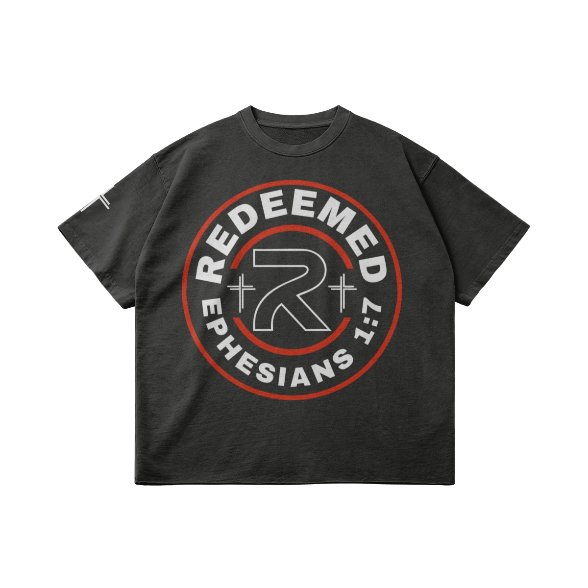 Redeemed Vintage Oversized v2 – Front View | Ink Drop Tees