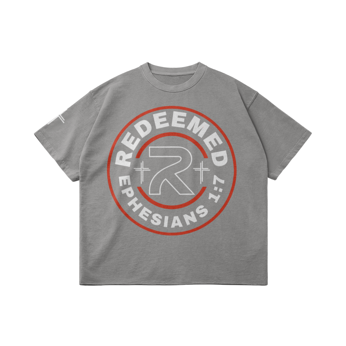 Redeemed Vintage Oversized v2 – Front View | Ink Drop Tees