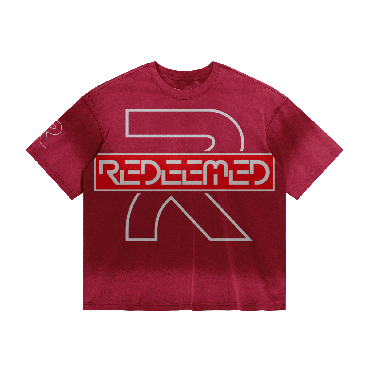 Redeemed Large Print Faded – Front View | Ink Drop Tees