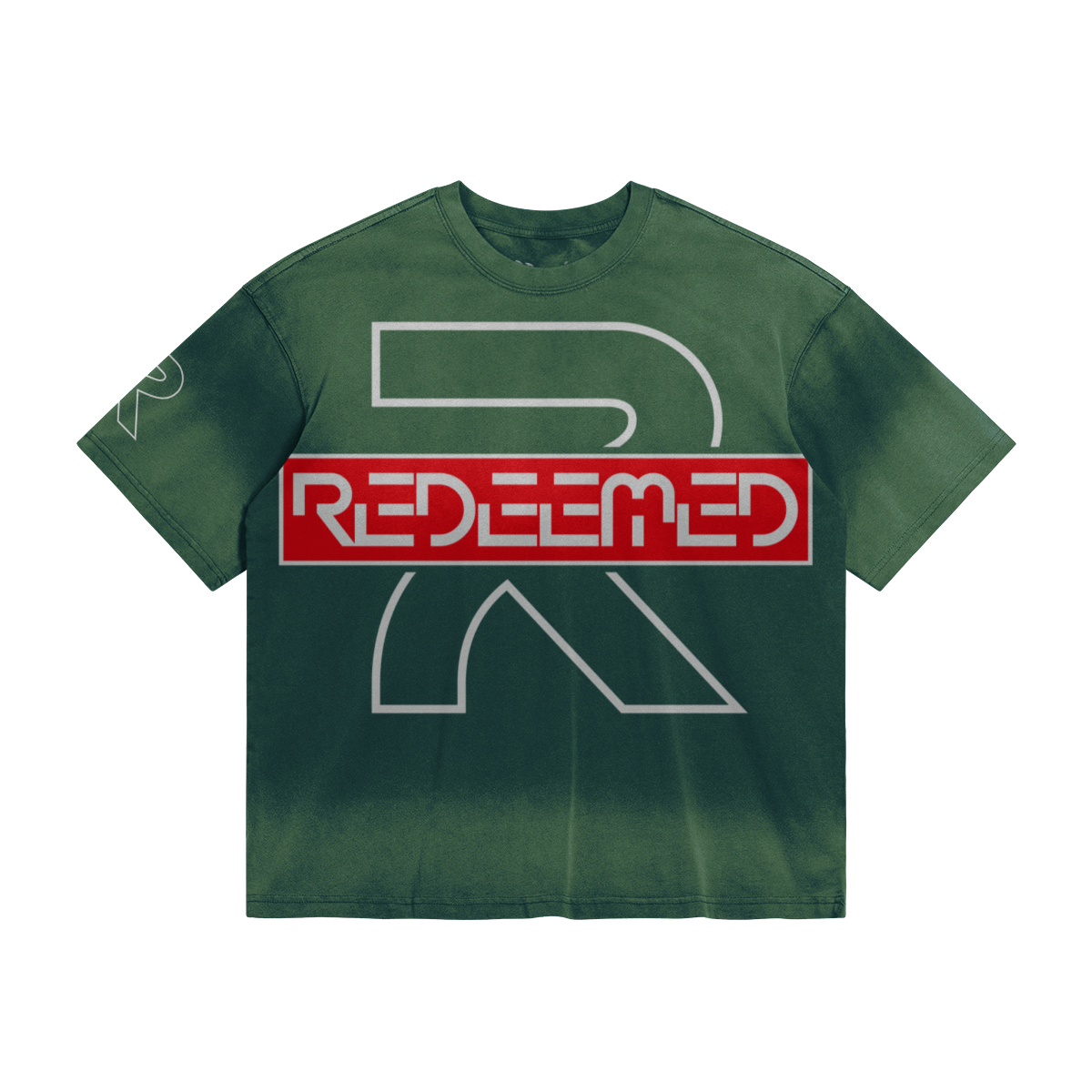 Redeemed Large Print Faded – Front View | Ink Drop Tees
