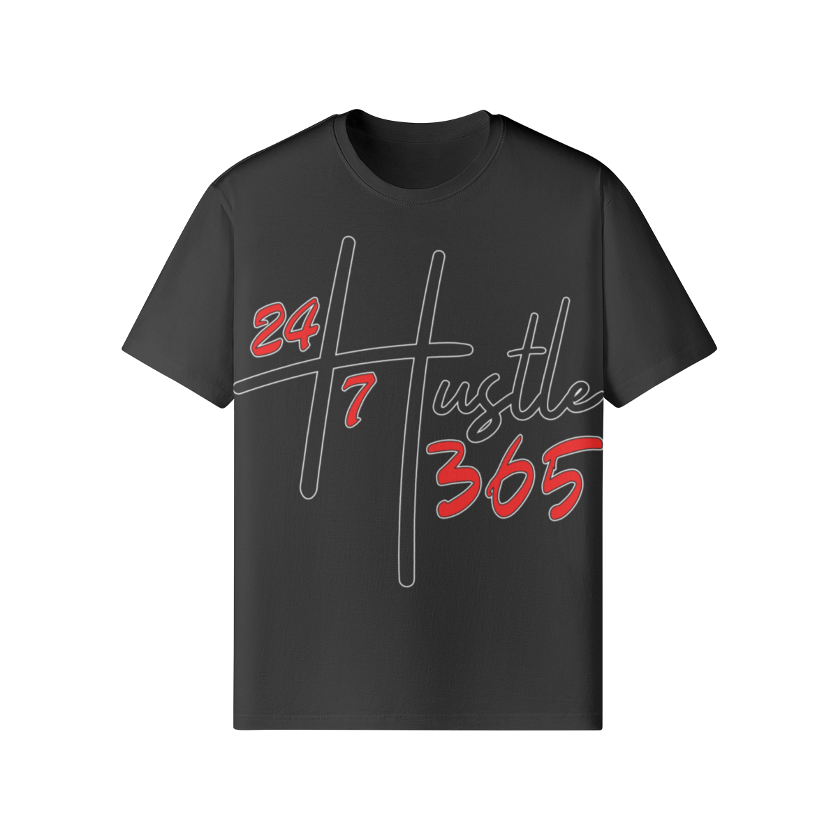 Hustle 24/7 365 – Front View | Ink Drop Tees