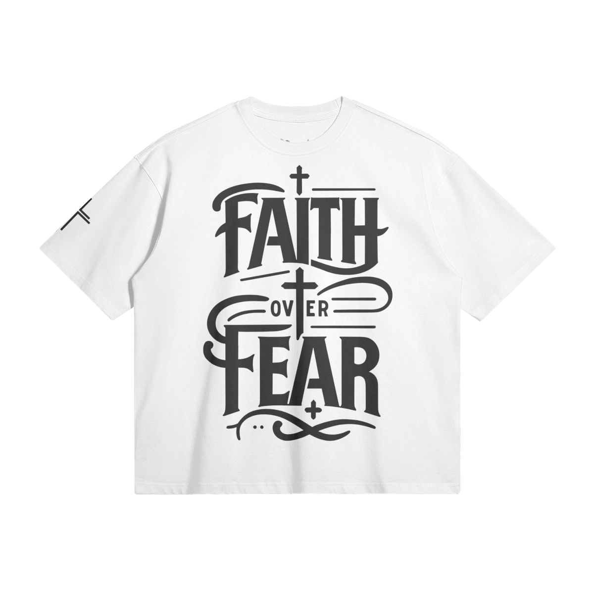 Faith Over Fear Boxy Tee – Front View | Ink Drop Tees