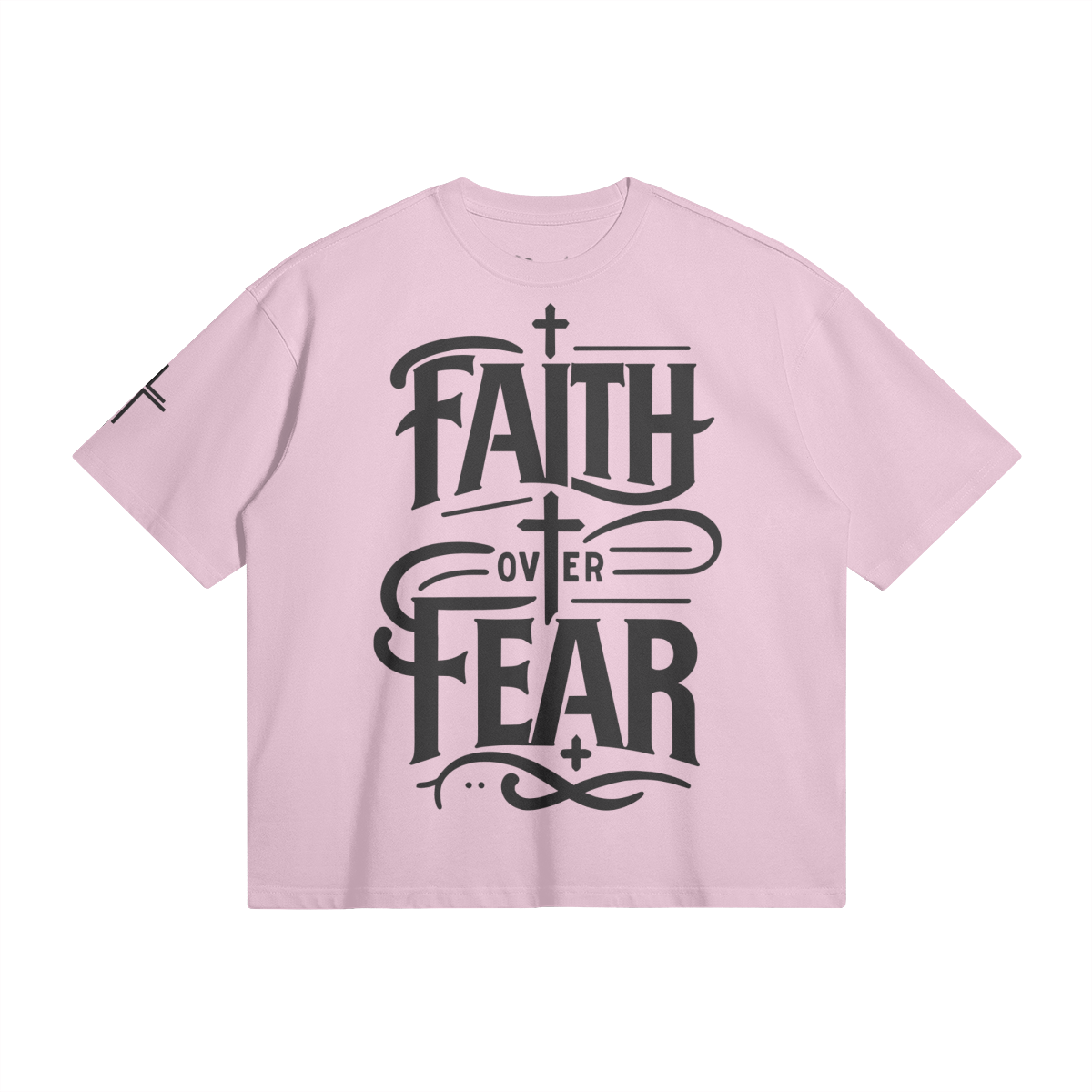 Faith Over Fear Boxy Tee – Front View | Ink Drop Tees