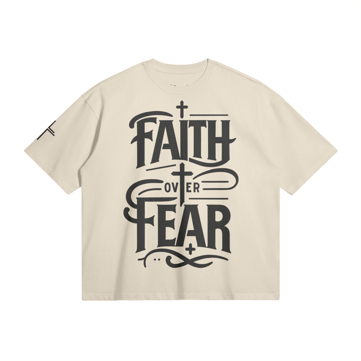 Faith Over Fear Boxy Tee – Front View | Ink Drop Tees