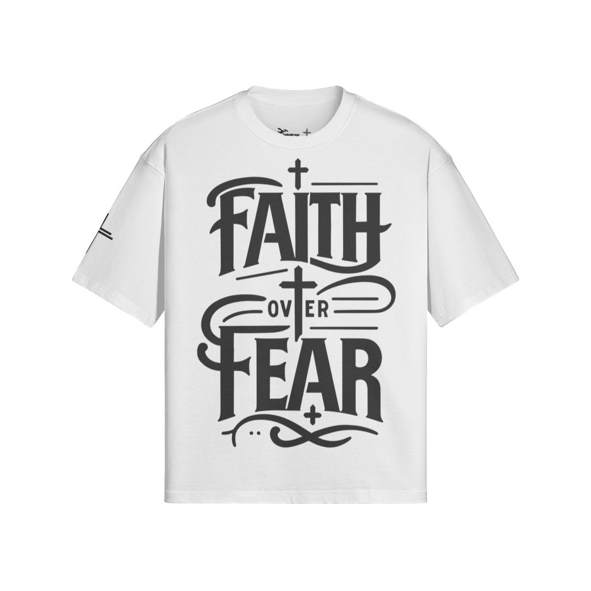 Faith Over Fear Boxy Tee – Front View | Ink Drop Tees