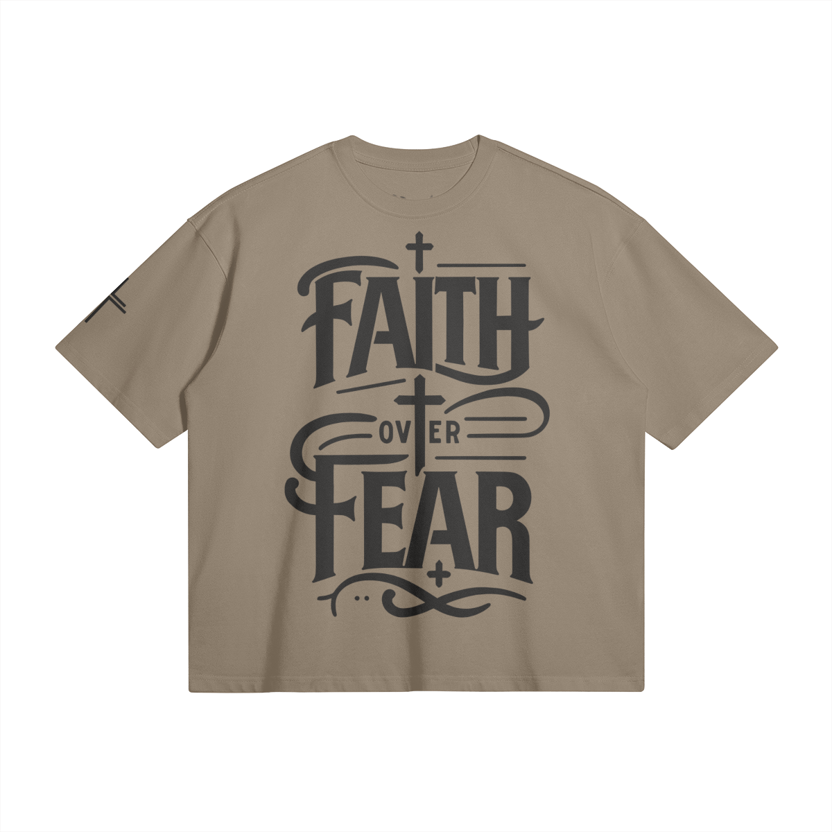 Faith Over Fear Boxy Tee – Front View | Ink Drop Tees