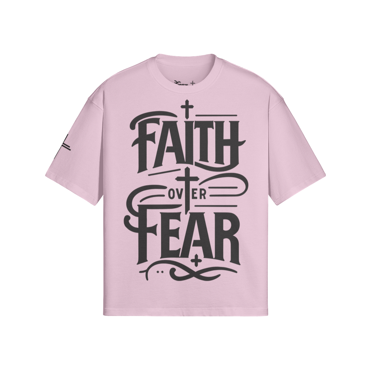 Faith Over Fear Boxy Tee – Front View | Ink Drop Tees