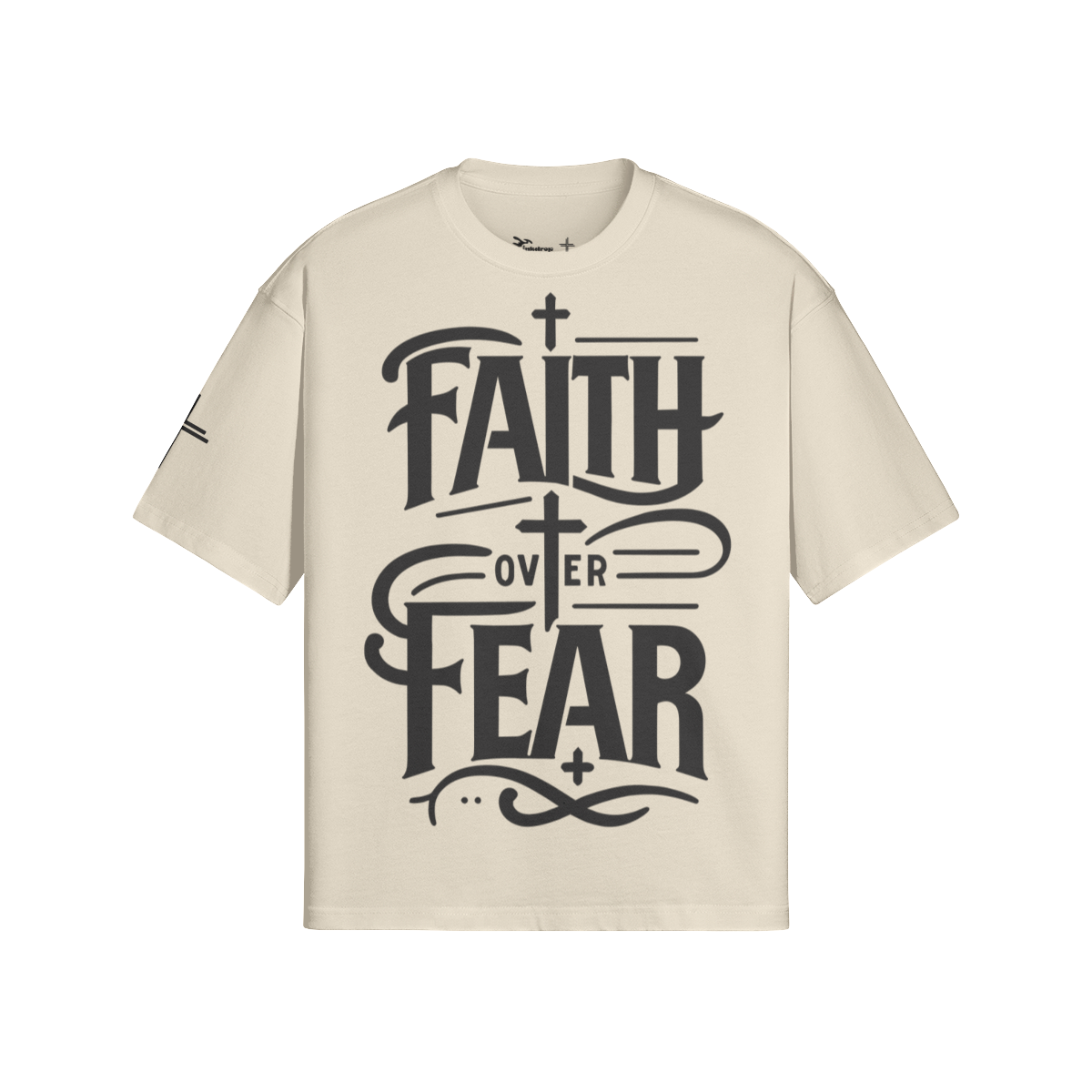 Faith Over Fear Boxy Tee – Front View | Ink Drop Tees