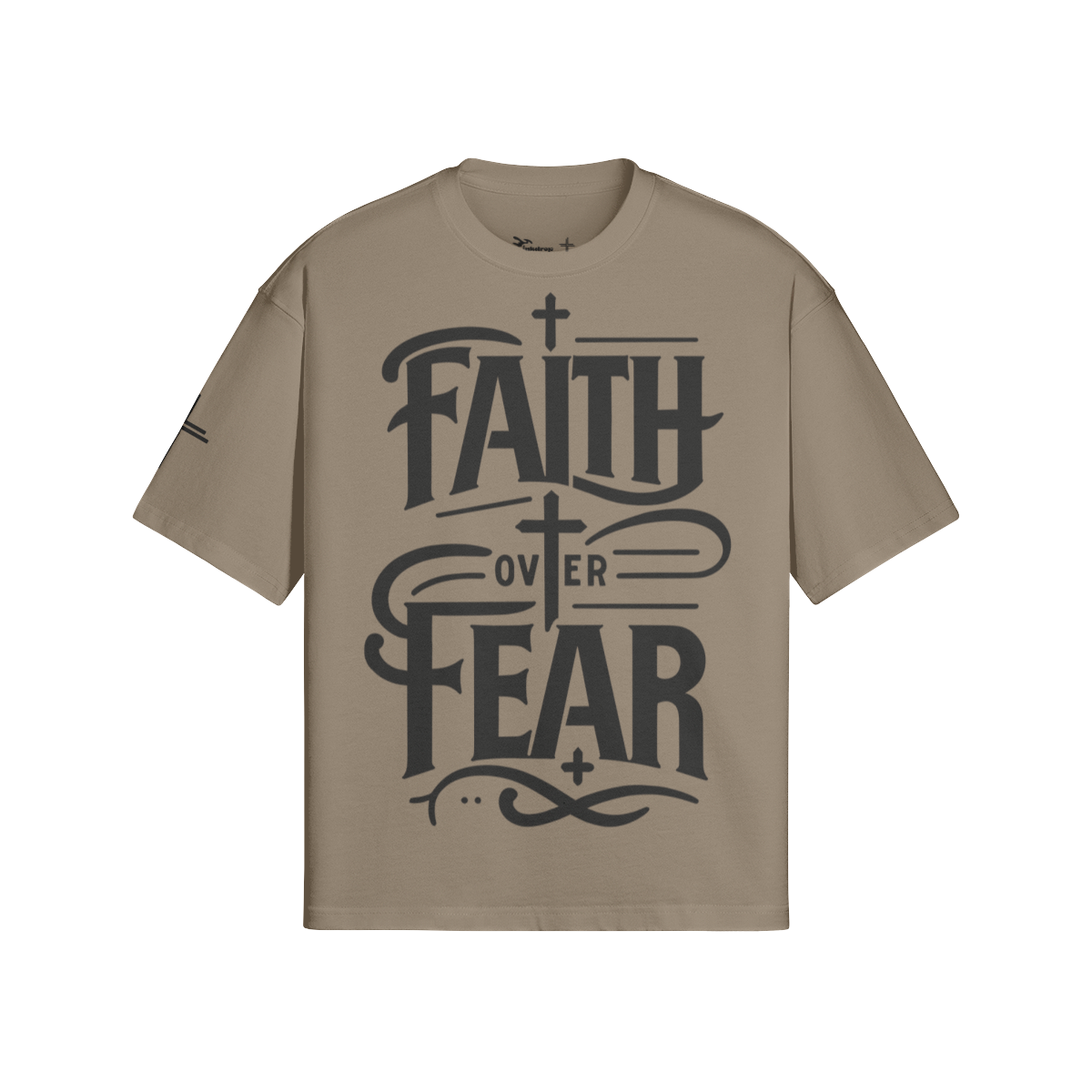 Faith Over Fear Boxy Tee – Front View | Ink Drop Tees