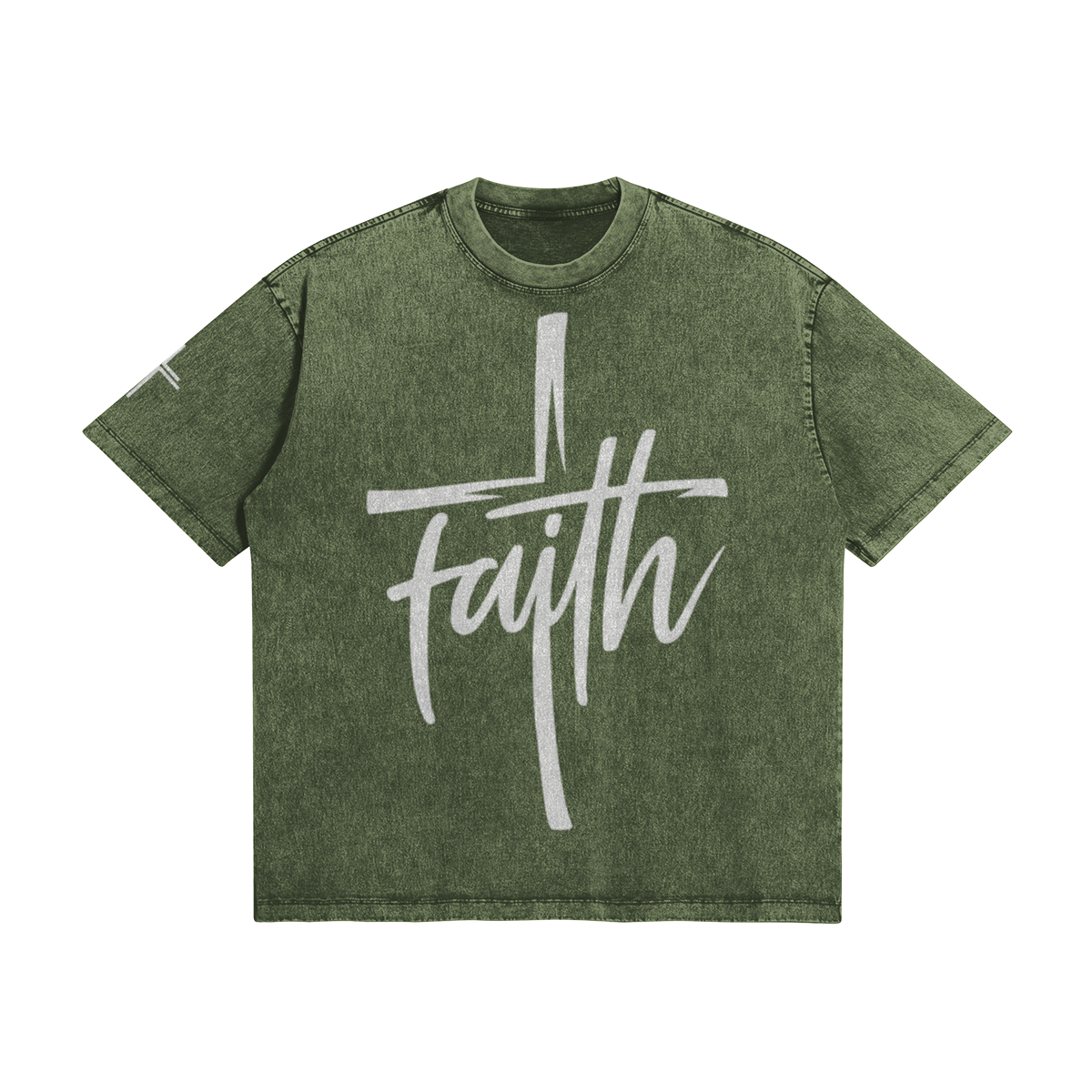 Faith Cross Boxy Tee – Front View | Ink Drop Tees