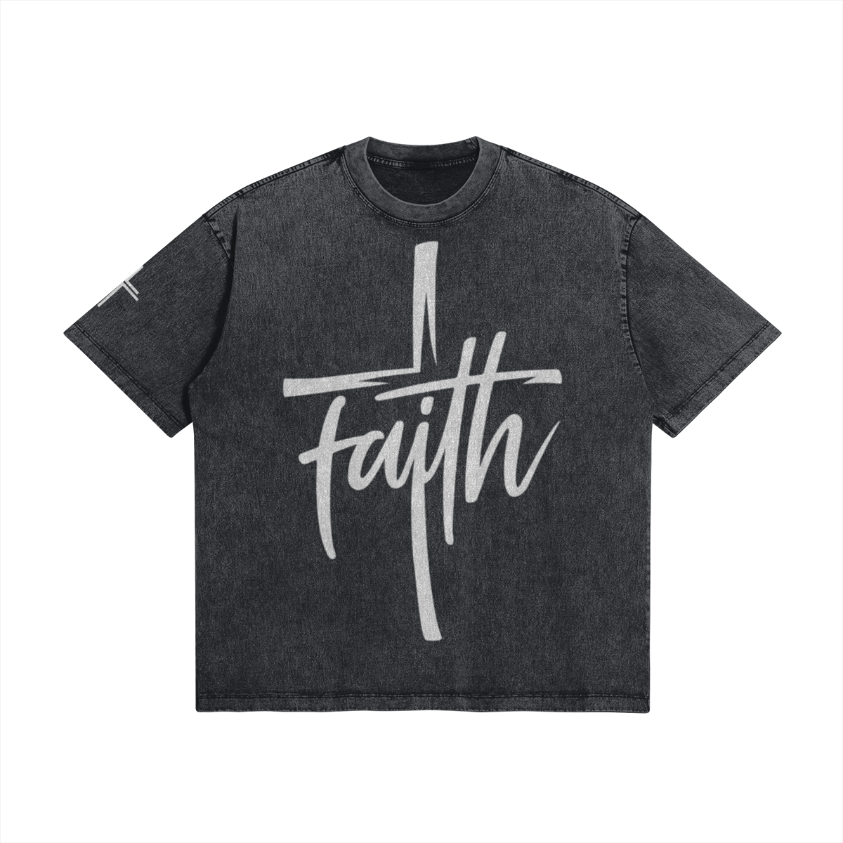 Faith Cross Boxy Tee – Front View | Ink Drop Tees