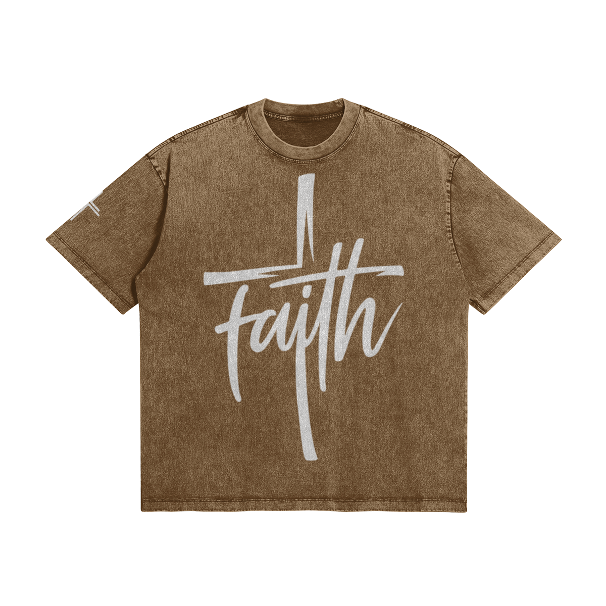 Faith Cross Boxy Tee – Front View | Ink Drop Tees