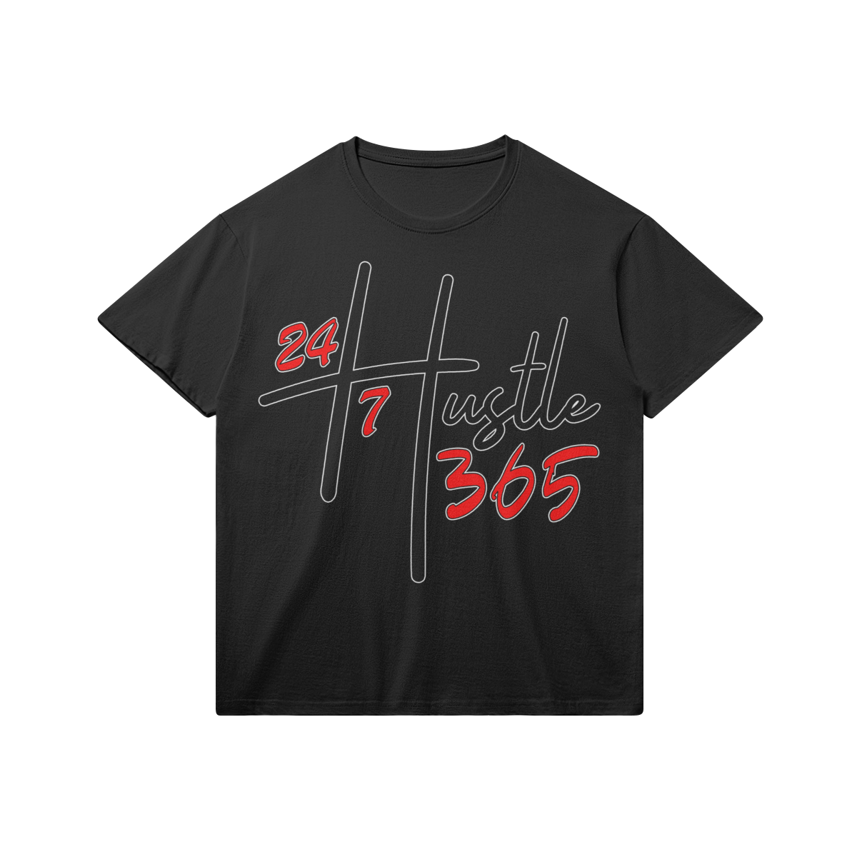 Hustle 24/7 365 – Front View | Ink Drop Tees