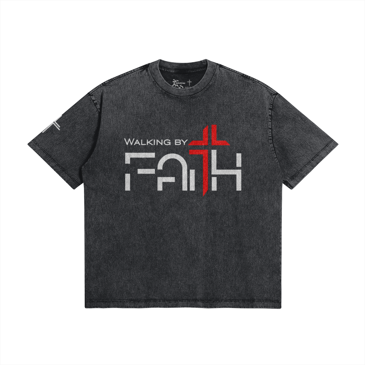 Walking by Faith Boxy Tee – Front View | Ink Drop Tees