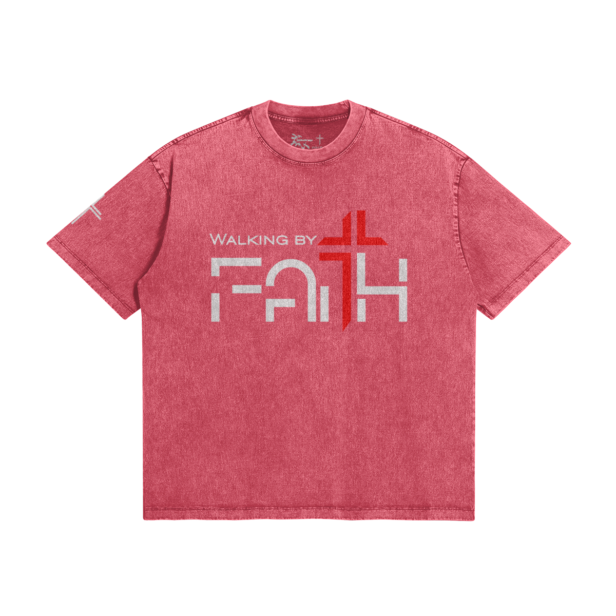 Walking by Faith Boxy Tee – Front View | Ink Drop Tees
