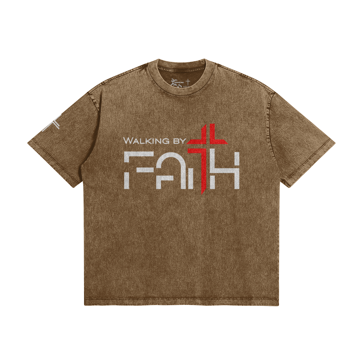 Walking by Faith Boxy Tee – Front View | Ink Drop Tees