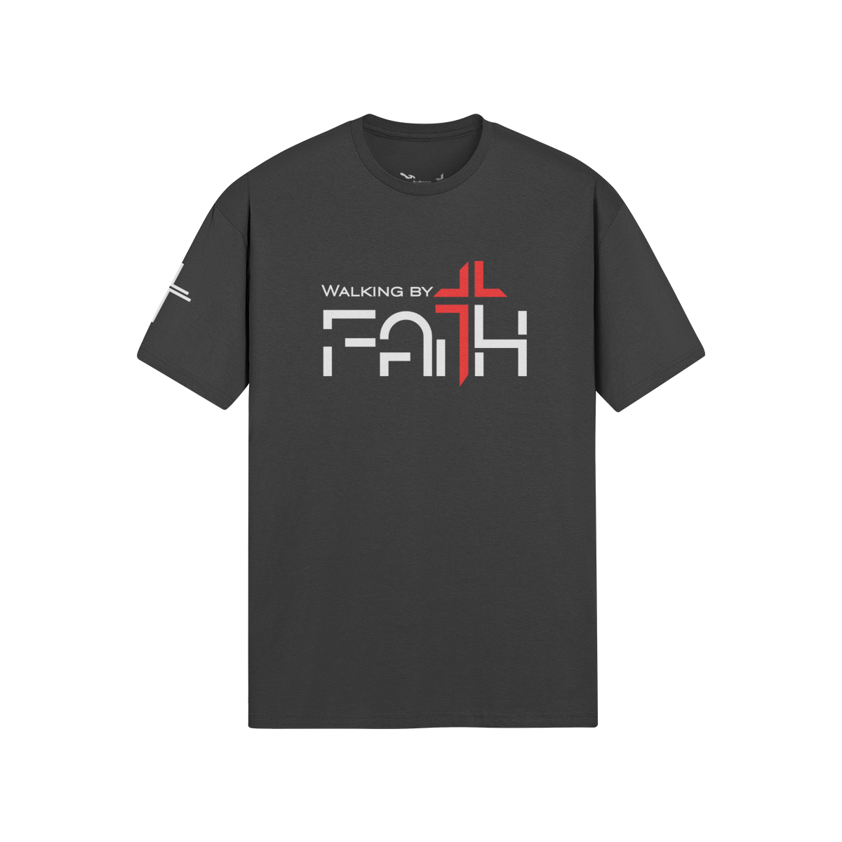 Walking by Faith Tee – Front View | Ink Drop Tees
