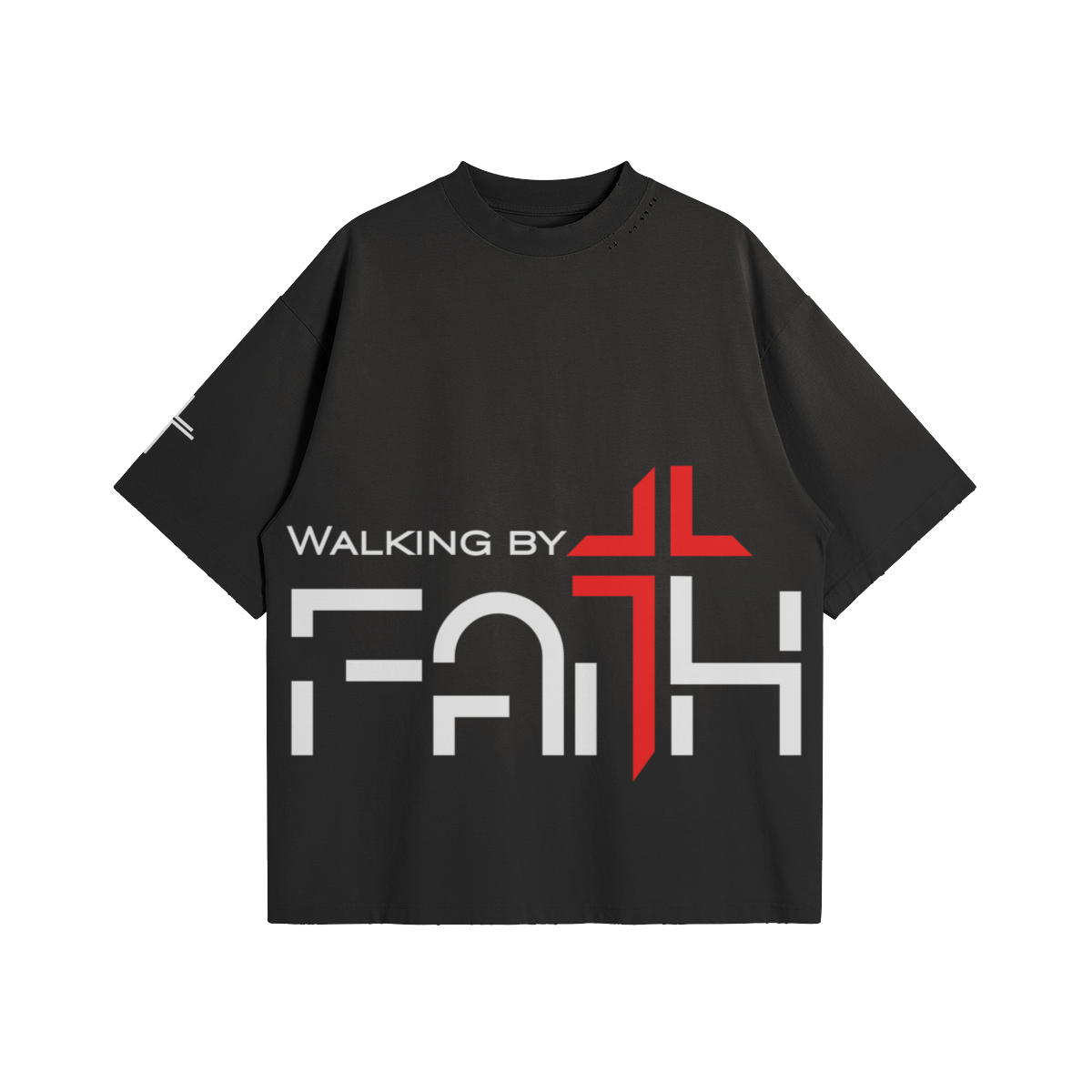 Walking by Faith Washed Tee – Front View | Ink Drop Tees