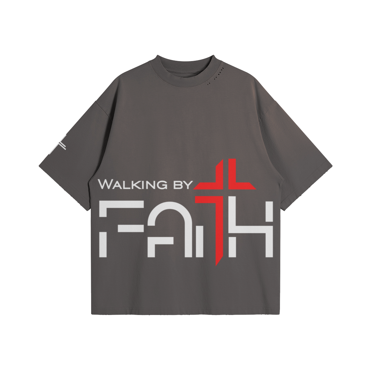 Walking by Faith Washed Tee – Front View | Ink Drop Tees