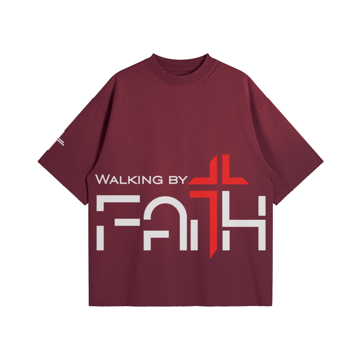 Walking by Faith Washed Tee – Front View | Ink Drop Tees