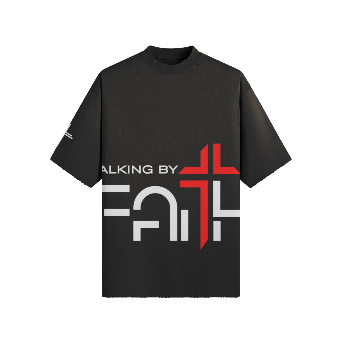 Walking by Faith Washed Tee – Front View | Ink Drop Tees
