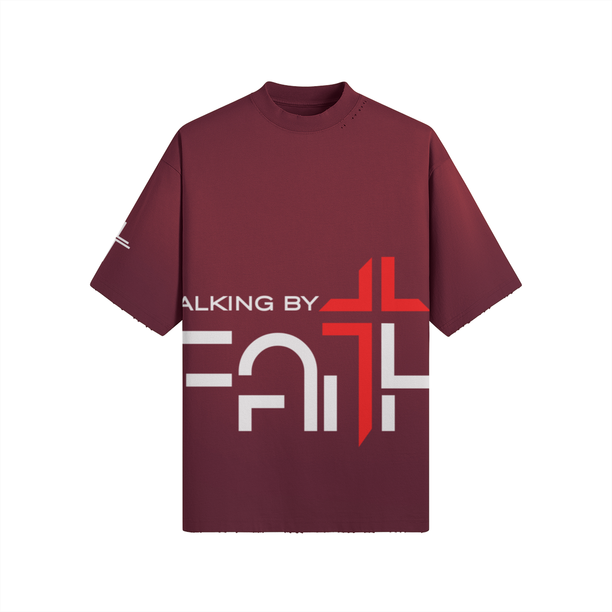 Walking by Faith Washed Tee – Front View | Ink Drop Tees