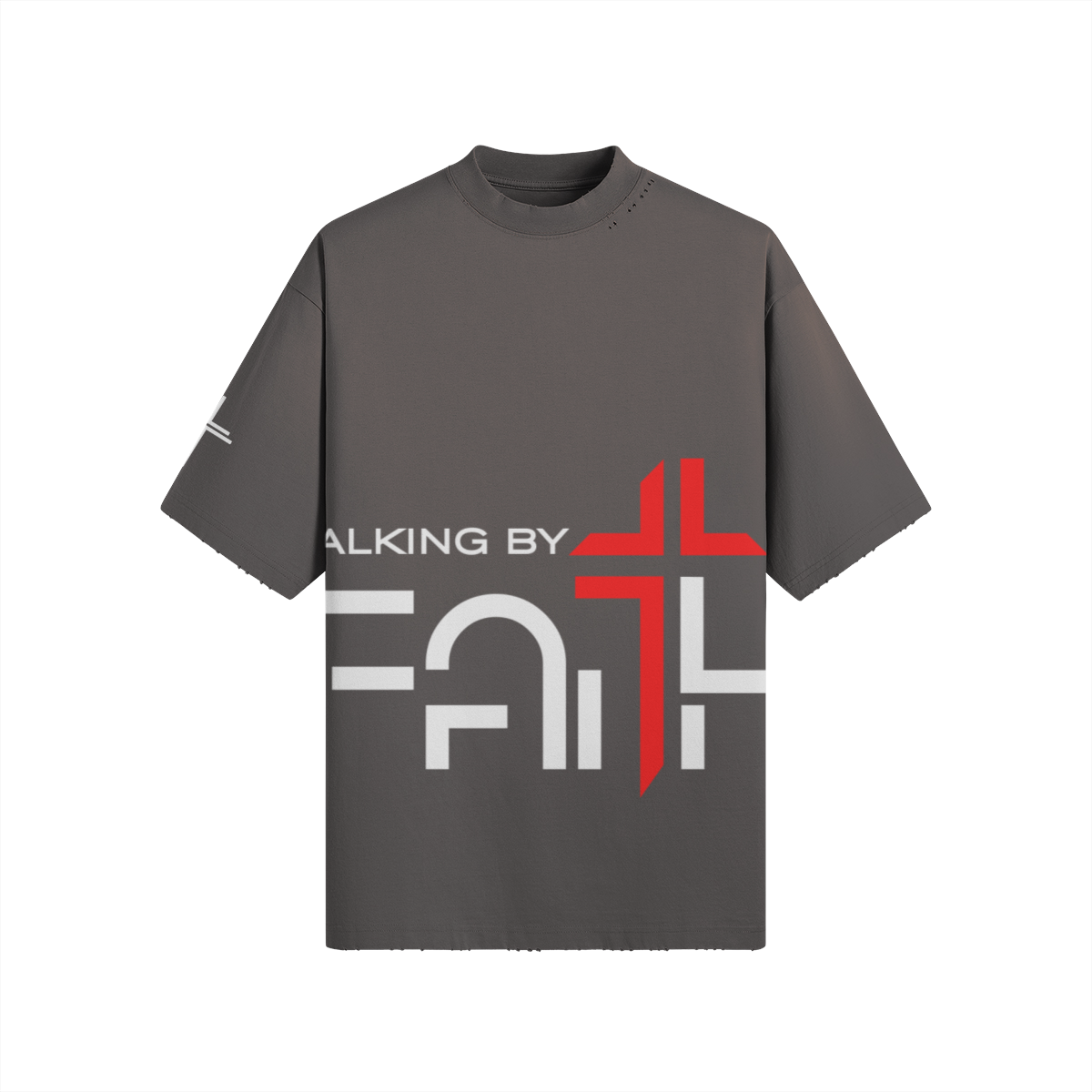 Walking by Faith Washed Tee – Front View | Ink Drop Tees