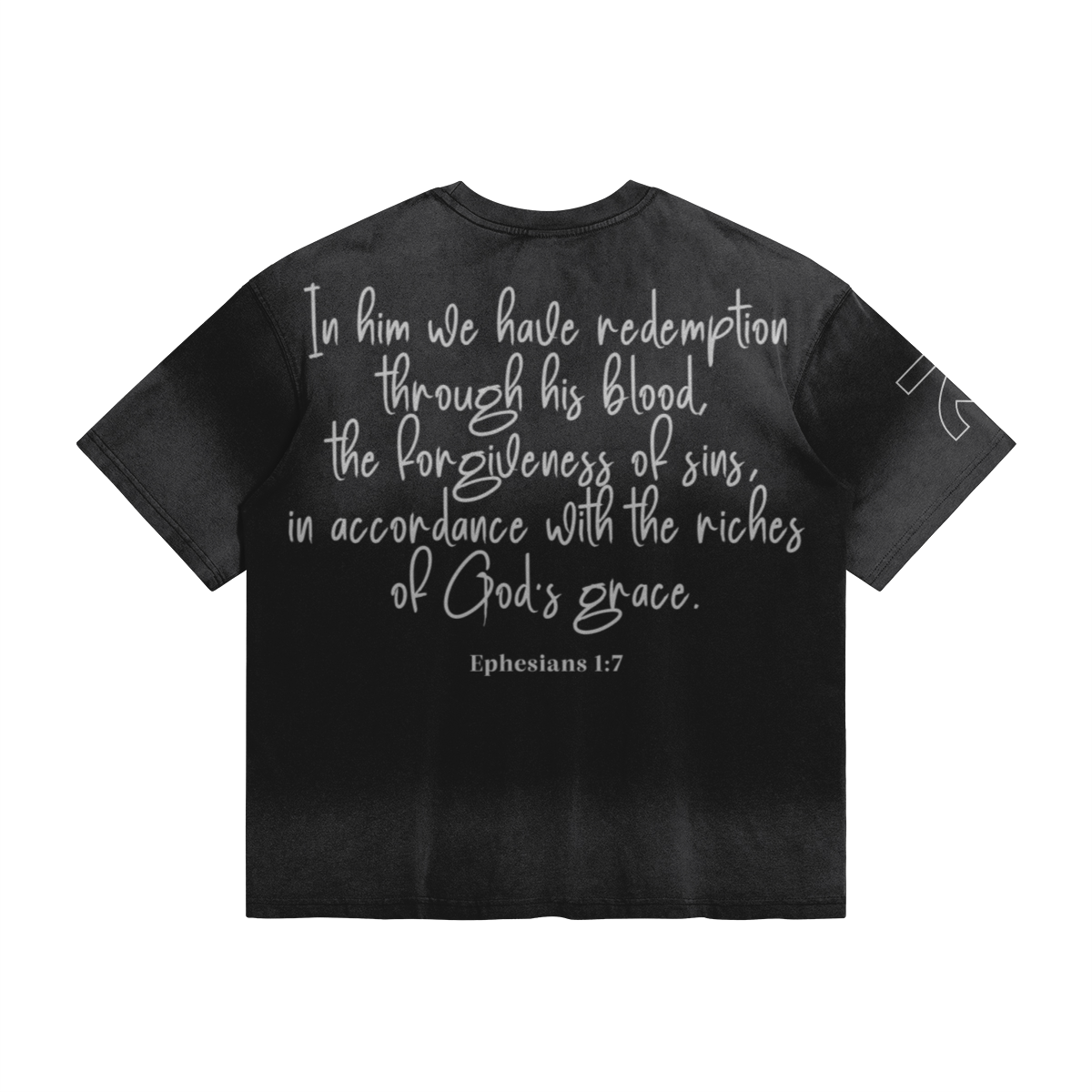Redeemed — Large Print Faded Tee – Front View | Ink Drop Tees