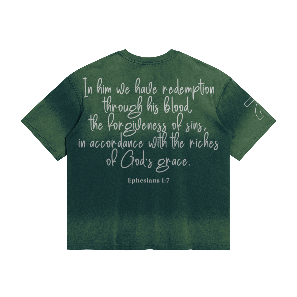 Redeemed — Large Print Faded Tee – Front View | Ink Drop Tees
