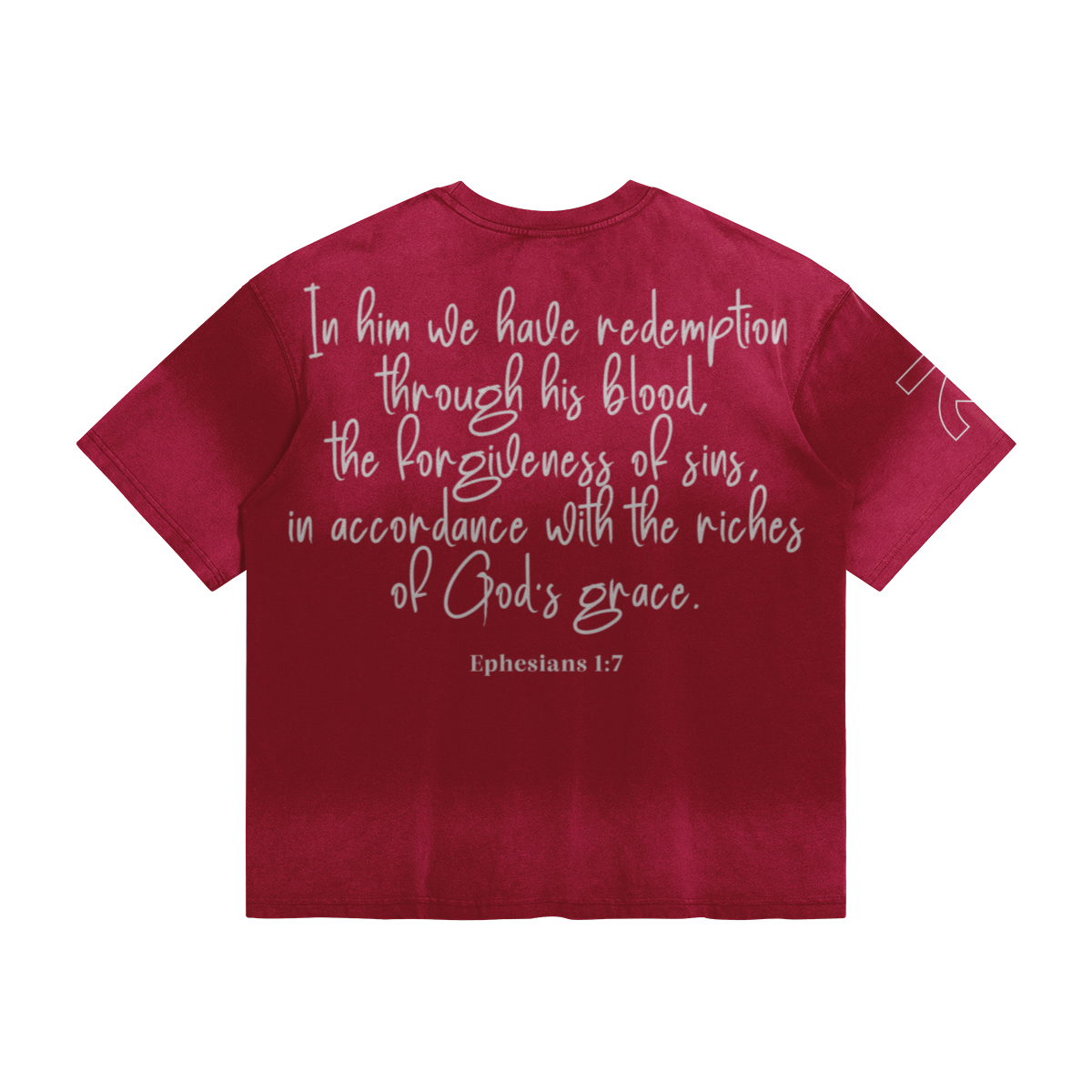 Redeemed — Large Print Faded Tee – Front View | Ink Drop Tees