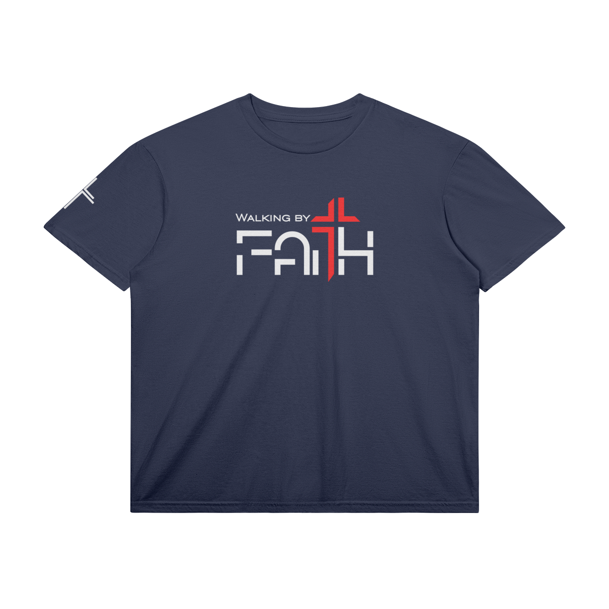 Walking by Faith Tee – Front View | Ink Drop Tees